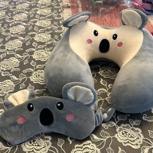 Koala airplane neck pillow and eye mask set